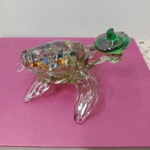Handmade Art Glass Sea Turtle  Sculpture 4.5" Long